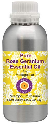 Deve Herbes Pure Huile essentielle de Géranium rosat (Pelargonium roseum) Distillé à la vapeur qualité thérapeutique naturelle 300ml (10 oz)