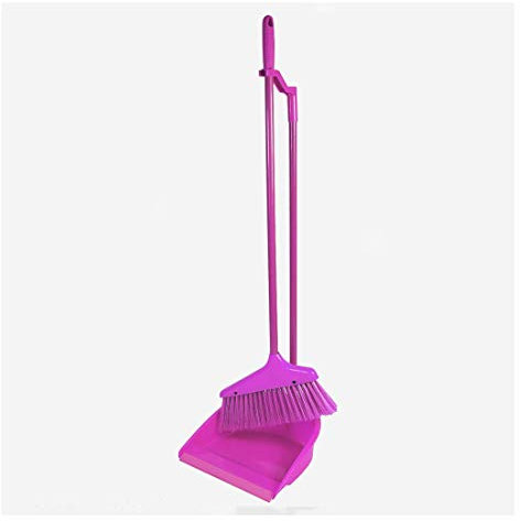 Dustpan and Brush | Long Handled Dustpan and Brush Set Making Cleaning an Easier Chore | 2 Piece Set for Sweeping Cleaning Home Office by Karrma Ltd (Pink)