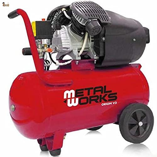 BricoLoco Portable Air Compressor, 8 Bar Pressure, 3 HP Power, 50 Litre Tank, Two V Cylinders, High Efficiency, 340 Litres per minute.