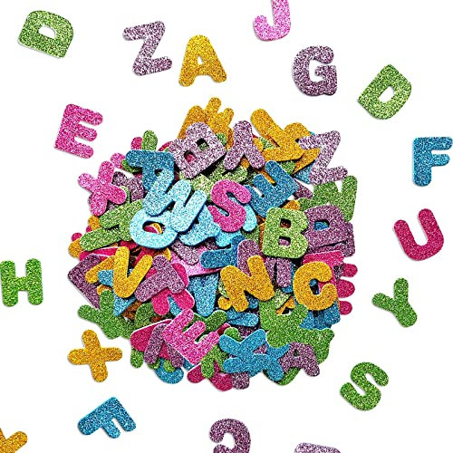 140 Stück buchstaben Aufkleber, Glitzer Schaumstoff Aufkleber, Buchstaben Moosgummi Deko für Schultüte, Basteln Sticker für Kinder Scrapbooking Zubehör Kit