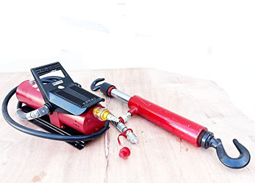 Combo 10 ton Porta Power Hydraulic Pull Back Ram Hooks w/Air Hydraulic Foot Pump