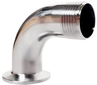 Aurorad 1-1/4''(DN32) BSP Rohrverschraubung mit Außengewinde 90 Grad Winkel 1,5'' Tri Clamp 50,5mm Zwinge