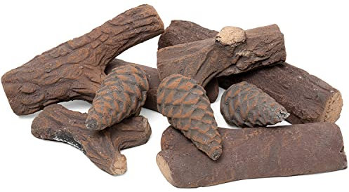 Set di 9 pezzi in legno di ceramica per camino a etanolo e camino a gas, camino a gel, 9 pezzi per forno a bioetanolo, decorazione legno