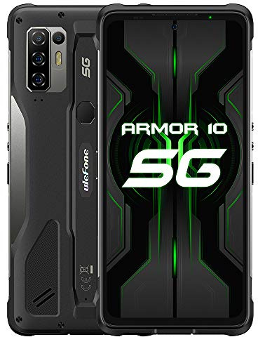 Ulefone 5G Outdoor Smartphone ohne Vertrag Armor 10, 8GB RAM 128 GB ROM 2TB Externe SD, 64MP Quad AI-Kamera, Android 10 IP68 Robust Handy, 6,67 '' FHD +, Kabelloses Aufladen NFC HiFi DUAL-SIM