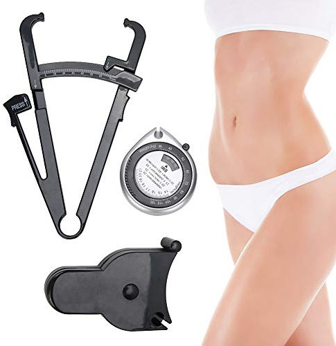 3 Stück Körperfettmessgerät, BMI Körperfett Tester, Körperfettzange Hautfaltenmesser Fettmesszange Körperfett Caliper Körperfettmessgerät zur Gewichtskontrolle Männer