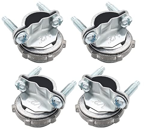 Kyuionty 4 Pcs 1/2 Inch Clamp Type Cable Connectors, Zinc Clamp Cable Connector Fittings for Metallic Conduit Protect Cables