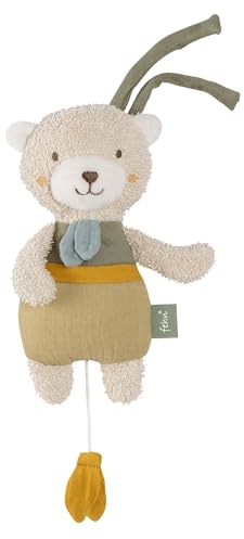 Fehn Mini-Spieluhr Bär – Kuscheltier & Einschlafhilfe für Babys | Aufzieh-Spieluhr mit sanfter Melodie Schuberts Wiegenlied – beruhigt Kleinkinder in jeder Situation, ab 0 Monaten