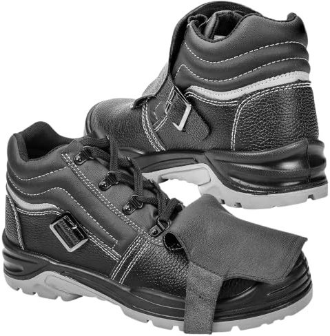 NEO TOOLS Scarpe antinfortunistiche da uomo, antiscivolo, in pelle, di sicurezza, traspiranti, leggere, da lavoro, di sicurezza, saldatore, punta in acciaio, taglia 39-47, Nero , 46 EU