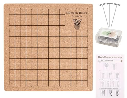 Hayaww 18×18 cm Macrame Board Mit Stiften Wiederverwendbares Tragbares Flechtbrett Doppelseitiges Macrame Board Tragbares Flechtbrett Mit Anleitung Zum Flechten Von Armbändern,Knotenschnur,Schals