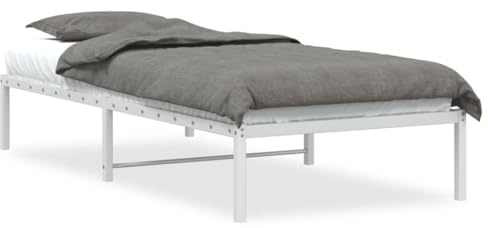 vidaXL Sängram metall vit 90x200 cm, säng, metallsäng, metall sängram, sängar, metallsängar, metall sängramar, gästsäng, gästsängar, enkelsäng