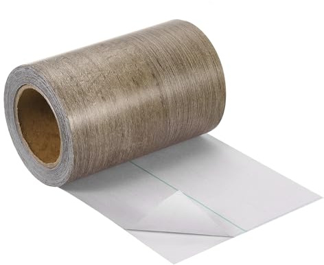 sourcing map Ruban adhésif grain de bois, patch de réparation de grain de bois pour plinthes, portes, réparation de sol, meubles, décoration d'intérieur, chêne gris, 10,2 cm x 10 m