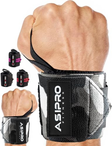 ASIPRO Handledsstöd Gym 18”/45cm för Män och Kvinnor Wrist Wraps Gym med Tumgrepp Handledslindor Tyngdlyftning för Muskulation, Marklyft, Sport, Crossträning, Boxning, Calisthenics Handledslindor Gym