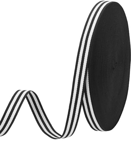 PH PandaHall Cinta de grosgrain clásica de 45,7 m, cinta de rayas blancas y negras de tela, cinta de grosgrain para carnaval, día de San Valentín, boda, fiesta, decoración, guirnaldas, manualidades