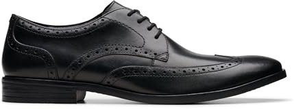 Clarks Brandon Limit Brogue läderskor i svart, Svart läder, 41.5 EU