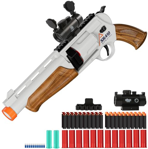 Toy Guns for Boys, Shotgun Foam Dart Blaster, Enhanced Revolver Children Outdoor CS Soft Bullet Toy Rifle, Birthday Xmas Gift Outdoor (Gold)