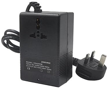 Greethga 200W Voltage Converter 220V to 110V Transformer Down Transformer Voltage Converter Travel Adapter Easy to Use Black UK Plug