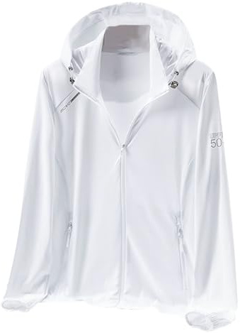 Cromoncent Women's UPF 50+ Sun Protection Running Jacket, White, X-Large