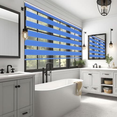Doppelrollo Klemmfix Verdunkelung 40 x 180 cm Hitzeschutz Energiesparend Duo Rollo Fenster Rollo Inkl. Montagematerial für Schlafzimmer Küche, Blau