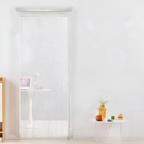 Eiauiuo Hochwertige Perlenvorhänge Raumteiler Dekorativer Fadenvorhang Acryl Perlen und Aluminium Schiene Türvorhang für Wohnzimmer Schlafzimmer Balkon Partys Hochzeiten(90x220cm(WxH)(90 Stränge))
