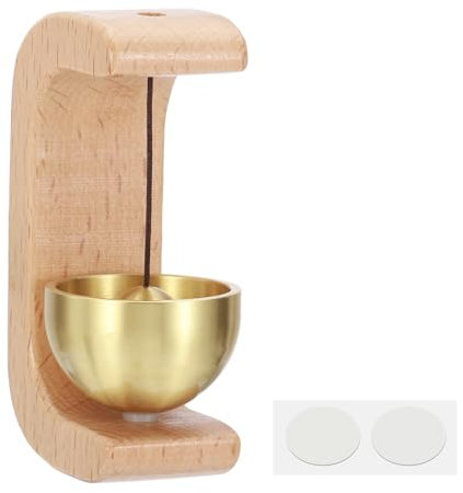 PATIKIL Timbre de Vendidor, Timbre de Puerta de Madera con Campanillas Magnéticas Timbre de Puerta de Metal con Autoadhesivo para la Apertura de Negocios, Beige, Forma de C