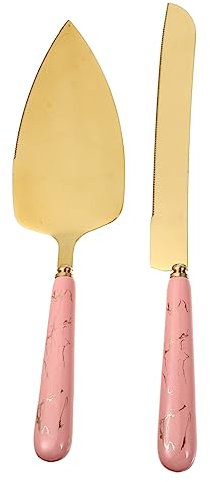 OFFSCH 1 Jeu Couteau à Gâteau En Acier Inoxydable Triangle Bêche Gâteau Pâtissier Serveur Pelle à Gâteau Cuillère à Pelle à Spatule à Fromage Céramique Rose