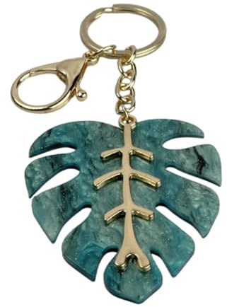 Green Leaf Keychain Monstera Plant Deliciosa - Key Rings Leaf Plant Nature - Key Accessory for Lovers of Plants, Mountain, Field, Seeds… - Unisex Keychain Men and Women, grey, One size