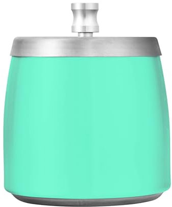 Cenicero de acero inoxidable puro liso de color verde menta con tapa para el hogar, oficina, patio, balcón, bonito soporte para cigarrillos exterior sin humo para hombres y mujeres
