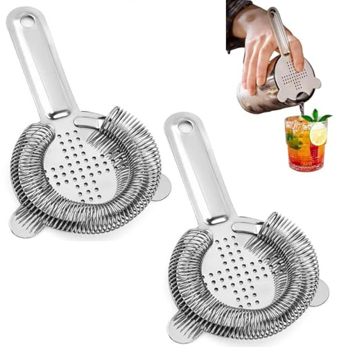 Edelstahl Cocktail Strainer,2 Stück Cocktail Sieb,Feines Cocktailsieb,Bar Sieb für Barkeeper und Heimgebrauch