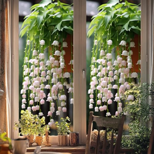 Large Colorful Floral Bouquet Window Sticker Double Sided Lily of The Valley Window Sticker Glass Window Doors Window Stickers Gifts for Mom，40x100cm (A3,40X100CM)
