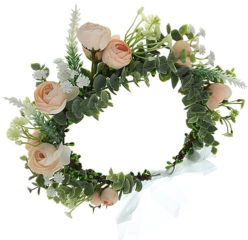 1Stück Braut Haarreifen mit Blumenkranz Eleganter Haarschmuck für Hochzeiten und Festlichkeiten Champagnerfarbe Handgefertigt für Hochzeitsfeiern und Bühnenaufführungen