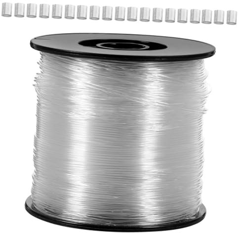 Sewroro 1 set Filo Nylon Trasparente Invisibile con Manicotti per Appendere Decorazioni Filo da Resistente e Flessibile per e