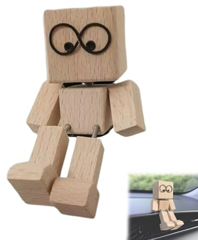 LexTex Schüttelnde Holzfigur, Holzsockel Für Autoornament, Tragbare Armaturenbrettdekoration Für Unterwegs, Pendeln Und Zu Hause, Kreatives Bewegungsaktiviertes Autoornament