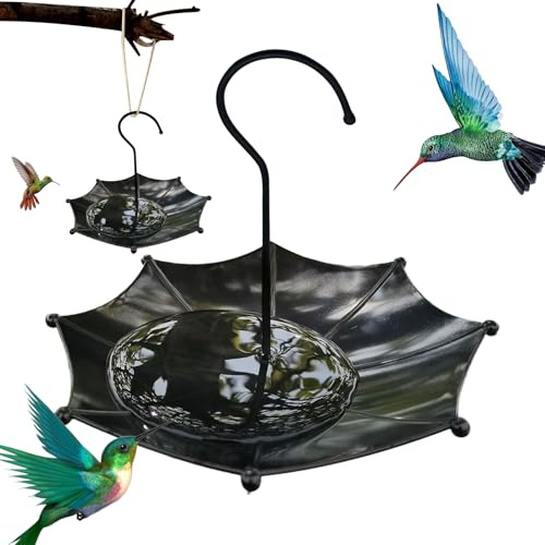 Fukamou Plateau De Nourrissage pour Oiseaux - Bain Oiseaux Extérieur | avec Crochet Station Nourriture pour Balcon Terrasse Jardin Maison Ferme Pergola