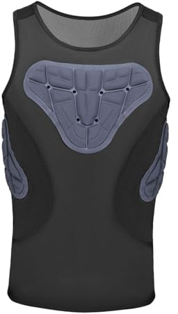 KiBcsLic Corpetto Protettivo con Imbottitura 3D Gilet da Uomo Maglia Sportiva Protezione per Torace E Costole per Assorbimento Urti Adatto per Basket, L
