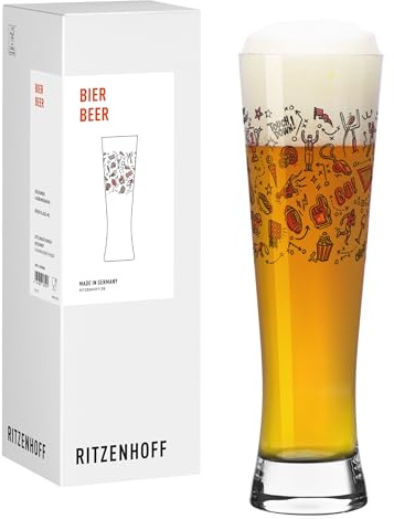 RITZENHOFF 8303002 Bierglas 0,4 l, Serie Football – mit fließenden Grafiken und klarer Kontur im sportlichen Design – Made in Germany