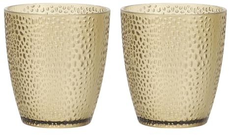 QUARKZMAN Verres À Boire En Plastique Transparent Réutilisables, Lot De 2 Verres À Boire En Plastique À Motifs Cabochons Incassables Empilables Pour Bière Eau Jus Whisky (Brun, 2Pièces)