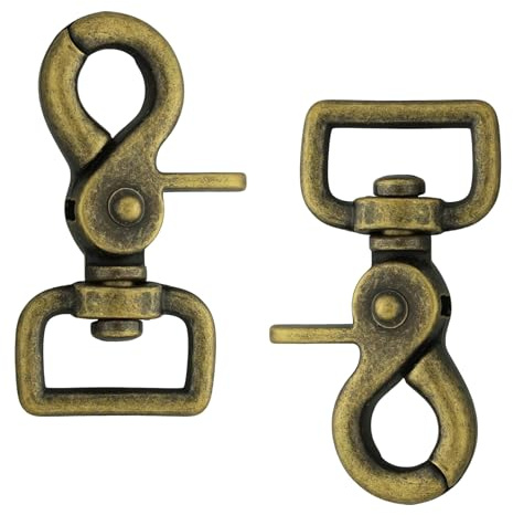 2er Set Scherekarabiner - 360Grad - Vielseitige Snaps für Zügel, Leinen, DIY oder Ersatz. Für Pferde, Hunde und Outdoor-Projekte (Altmessing, 59mm/20Q)