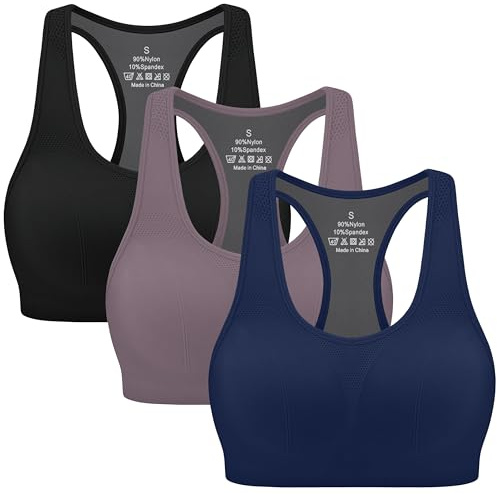 MIRITY Women's Seamless Racerback Sports Bras - High Impact Workout Gym Activewear Bra
