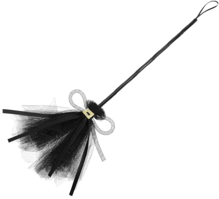 HOMSFOU Escoba para Halloween Diseño Liviano y Mango Cómodo, Accesorio Divertido y Decorativo para Cosplay y Fiesta de Maquillaje en Color Negro