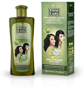 First Lady Herbal Ayurvedisches Amla Jasmin Haaröl, 300 ml, für langes, kräftiges, frisch duftendendes glänzendes Haar, für Afro- Asiatische und Europäische Haartypen