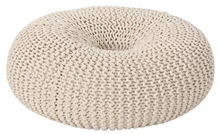 Christopher Knight Home Truda Strickpouf, Baumwolle, Donut-Design, Beige