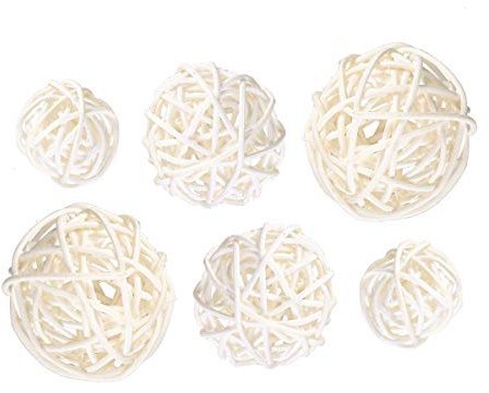 BESTOYARD Set De 15 Boules De Rotin Décoratives en Osier Blances 3Cm pour Mariage Fête De Noël Artisanat Et Décoration Maison Suspendue Naturelle