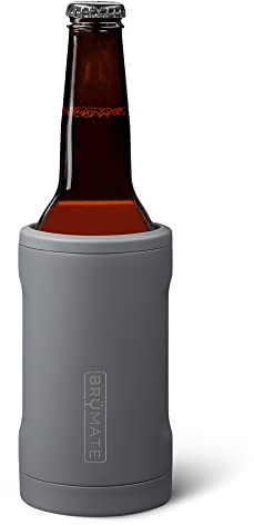 BrüMate Hopsulator Bott'l Insulated Bottle Cooler for Standard 12oz Glass Bottles | Glass Bottle Insulated Stainless Steel Drink Holder for Beer and Soda (Matte Gray)