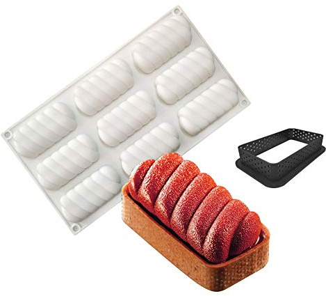 XiaoShenLu Moule en Silicone, Moule Gateau pour Glace Chocolat Pâtisserie Dessert, Outil croustillant carré en Plastique, 8 Trous Forme de Tarte tordue