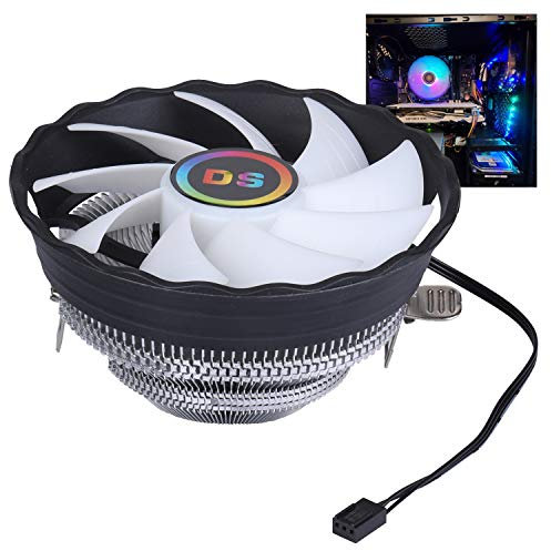 DS Aluminum Heat Sink 1500RPM Fin CPU Cooler, Aluminum Extrusion Cooling CPU Fan for LGA 775/1155/1156 (Axis Rainbow Auto Change, C Series)