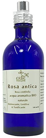 Acqua Aromatica BIO Rosa Antica – Idrolato RINFRESCANTE, LENITIVO, CALMANTE - Puro Concentrato di Natura – Erbe Toscane (50 ml)