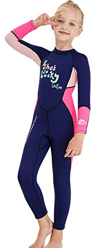 ZMMYD Muta per Bambini, Muta da Bagno con Lettere per Bambina, Muta da Sub in Neoprene da 2,5 mm,Rosa,XXL