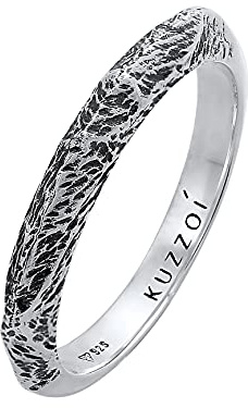 Kuzzoi Herrenring im gehämmerten Design Bandring massiv (3 mm) 925 Silber | Silberring schmal für den Mann Ring für Männer Bikerring Ringgröße 60 - 66