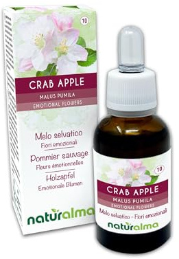 Crab apple ou Pommier sauvage (Malus pumila) Fleurs émotionnelles ou Fleurs de Bach Naturalma - Gouttes 30 ml - Extrait liquide sans alcool - Essences florales - Vegan