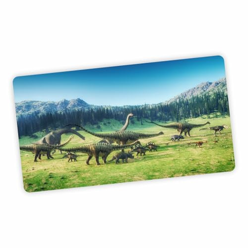 stabile Vinyl Schreibtischunterlage Bastelmatte Kinder Platzset | abwaschbarr reißfest farbecht | Geschenk Schuleintritt Schulanfang Einschulung oder für Kita (Dinosaurier)